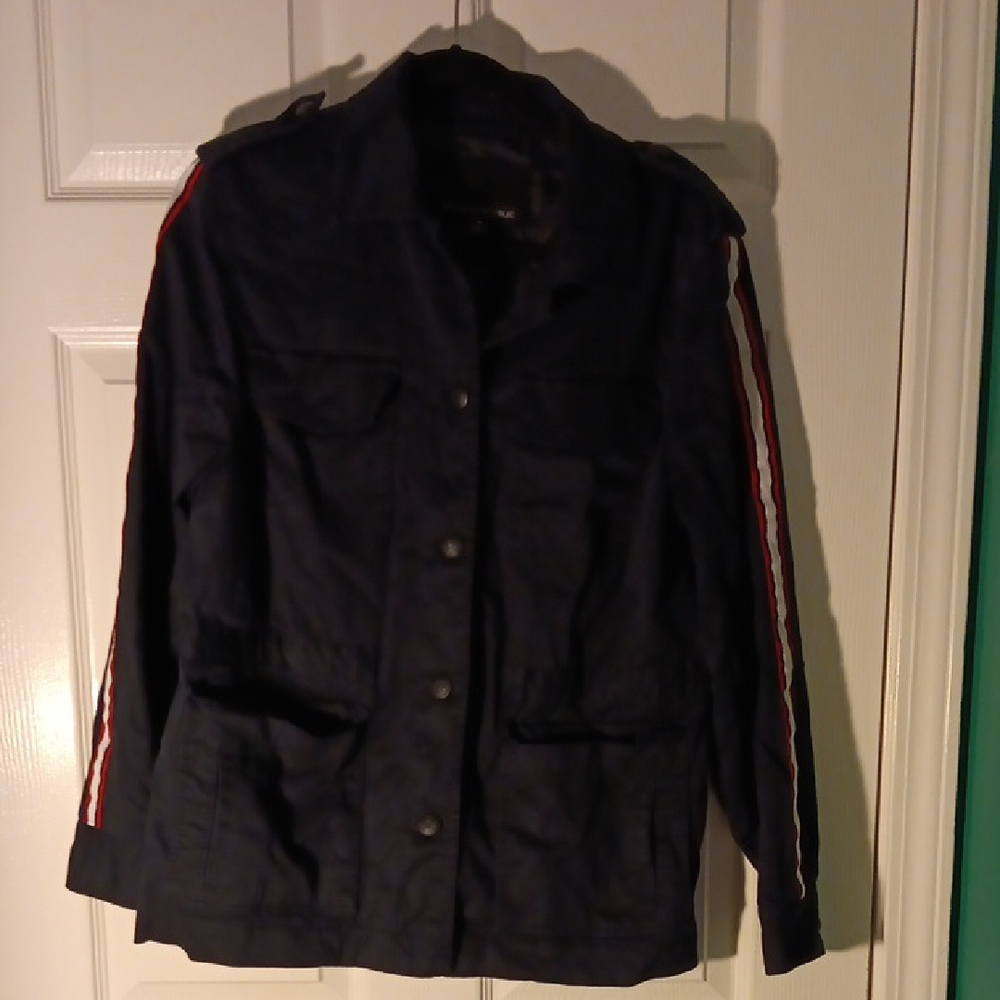 Banana Repulic Navy Jacket with Red and White Stripes